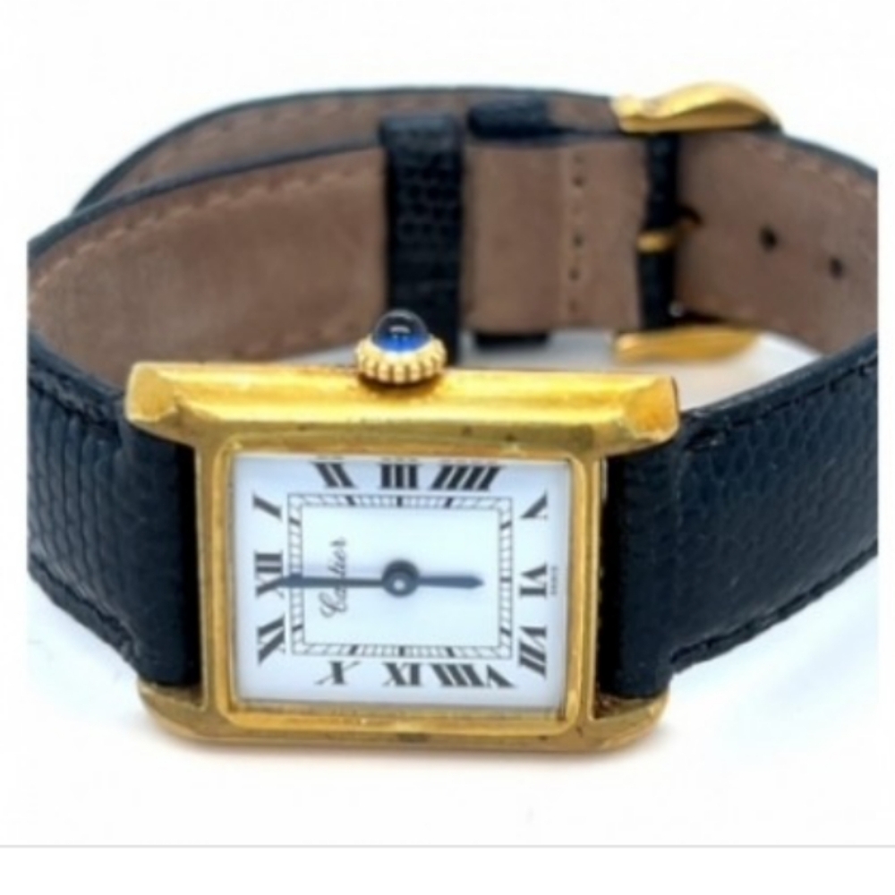 RESERVED DO NOT PURCHASE Les Must de CARTIER 18K plated 23mm Tank Manual Watch - Picture 6 of 6